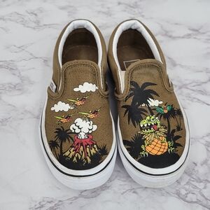 Vans Brown Kids Sneakers with Tropical Print